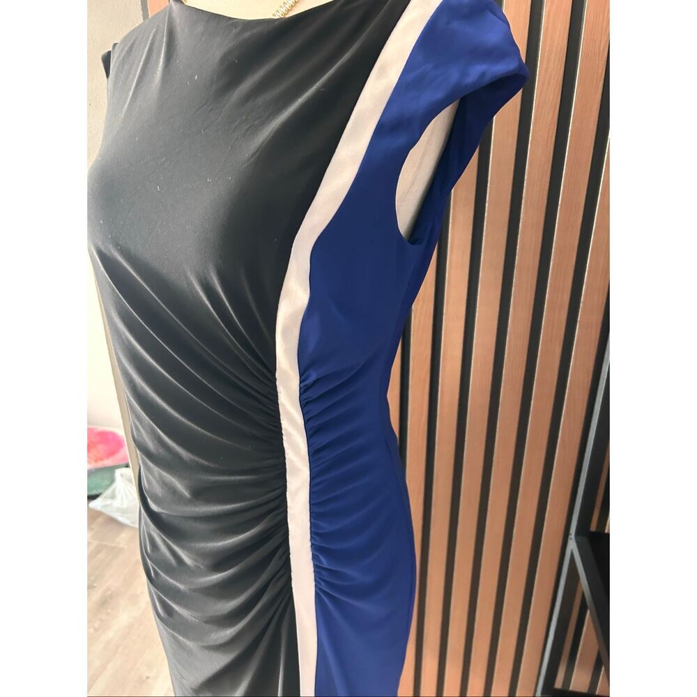 Lauren Ralph Lauren Women's Black Blue Sheath Dress Colorblock Size 8 stylish wo - Picture 2 of 6